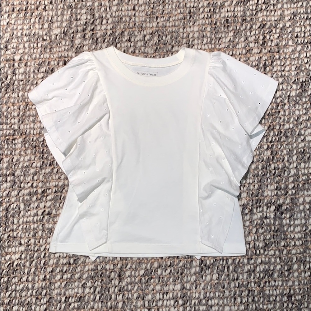 Madewell Texture&Thread Ruffle Sleeve Shirt